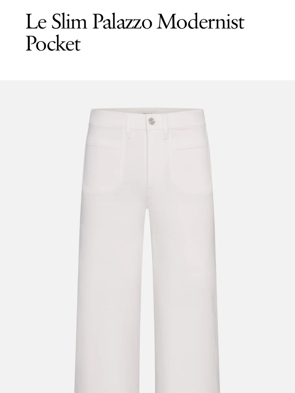 Frame Denim Le Slim Palazzo Modernist Pocket - White